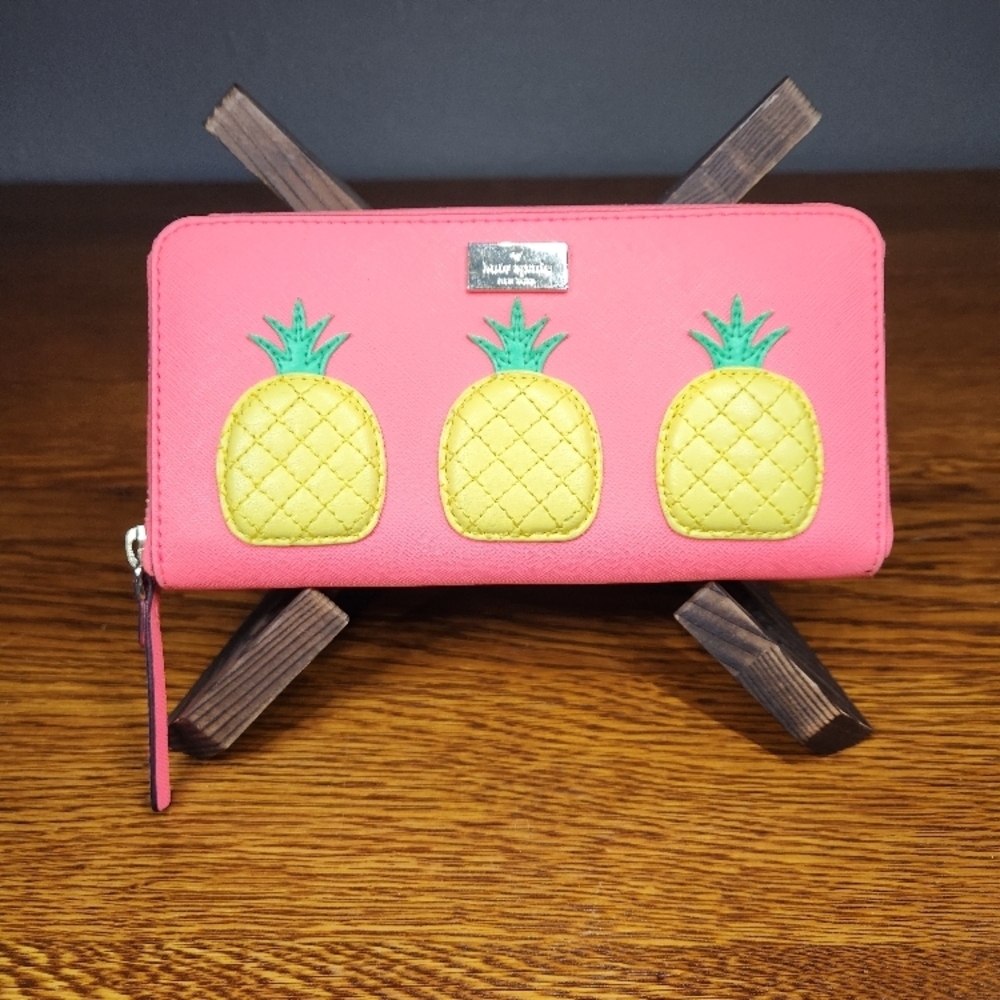 Kate Spade 'How Refreshing' Neda Leather Wallet in Geranium Pink Pineapples